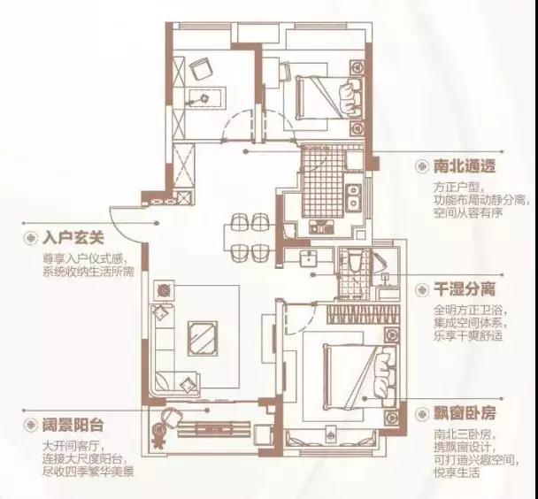 150㎡戶型四間朝南，一個創(chuàng)新的戶型，我不允許它有1㎡的浪費。