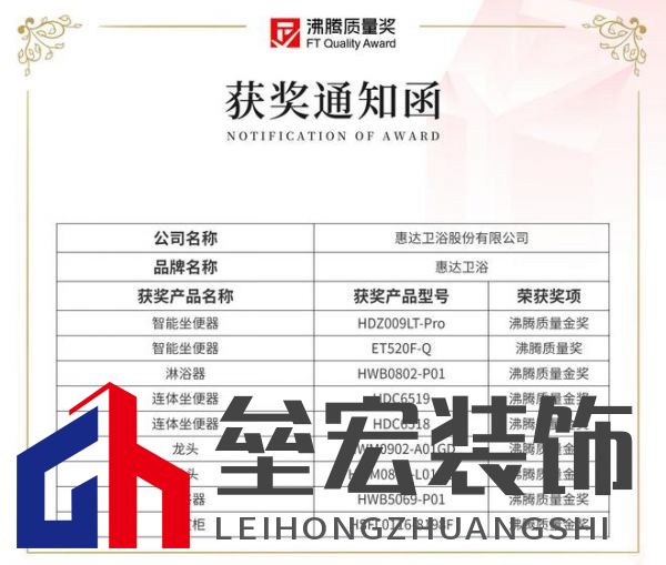 2024沸騰質(zhì)量獎9項大獎，惠達衛(wèi)浴品質(zhì)實力的最佳注腳！